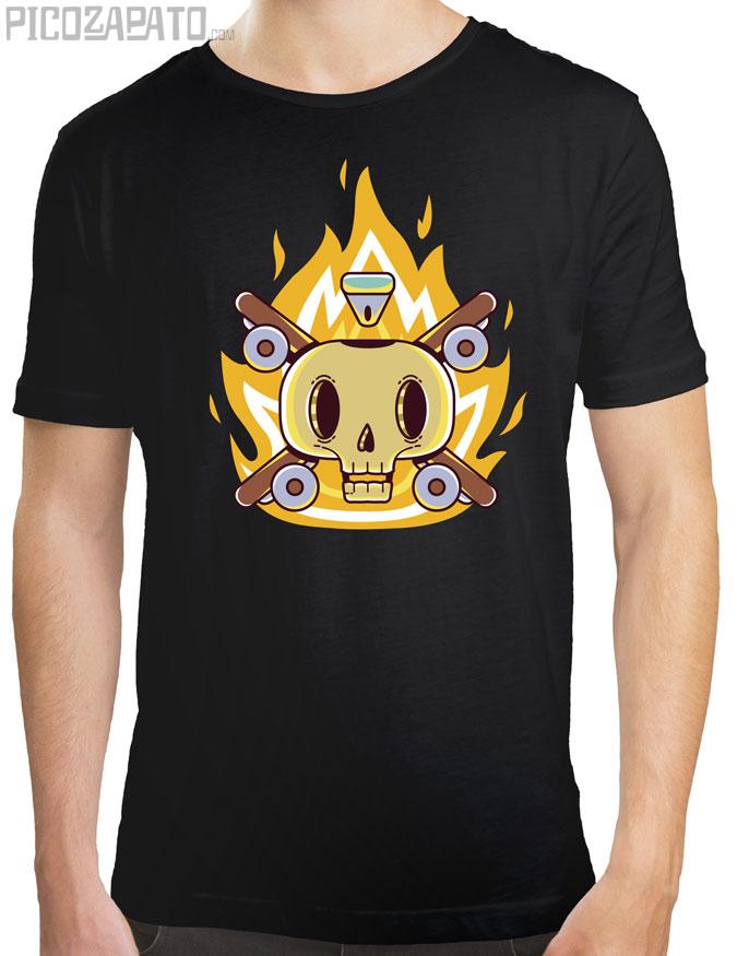 Calavera con skates cruzados