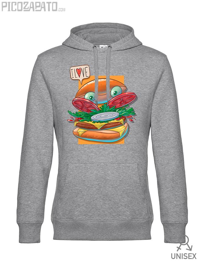 Sudadera capucha Burguer love