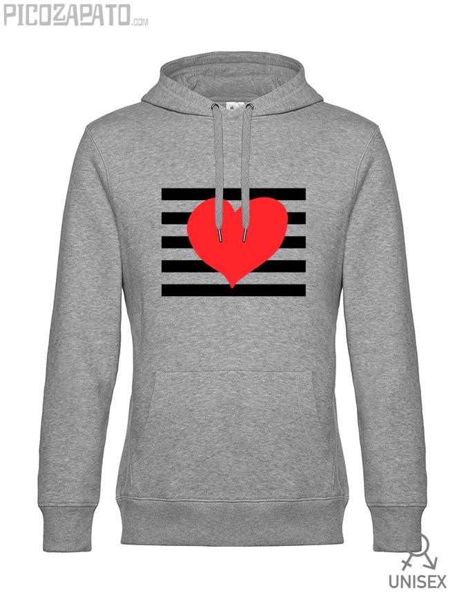 Sudadera capucha Corazón rayas