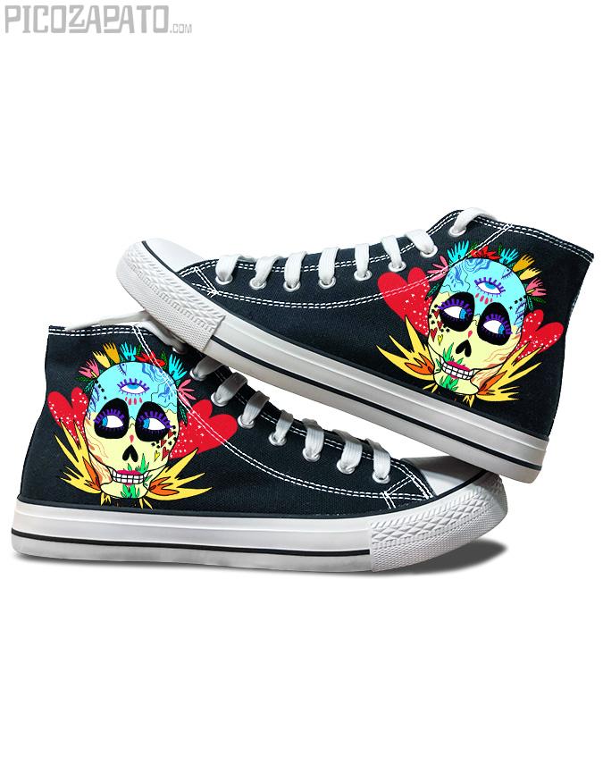 Zapatillas negras Calavera mexicana salvaje