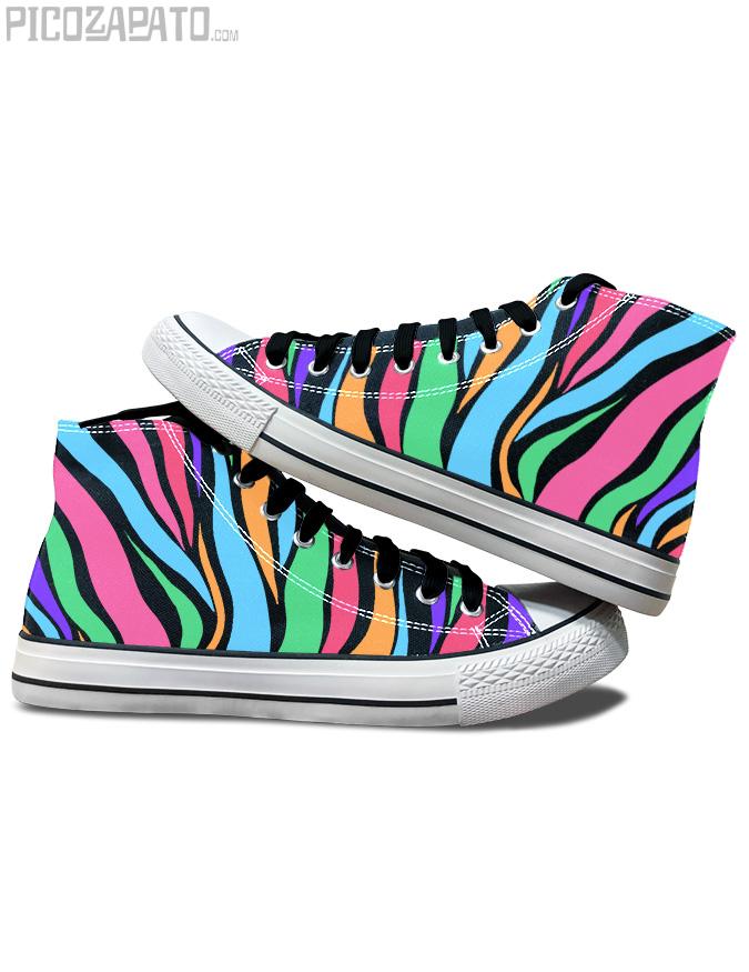 Zapatillas negras Cebra multicolor