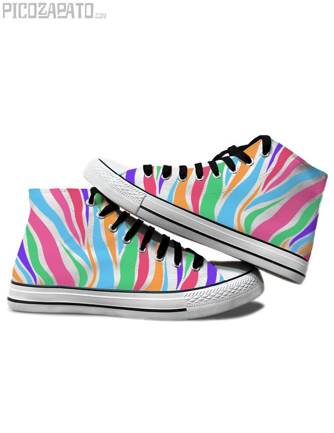 Zapatillas blancas Cebra multicolor