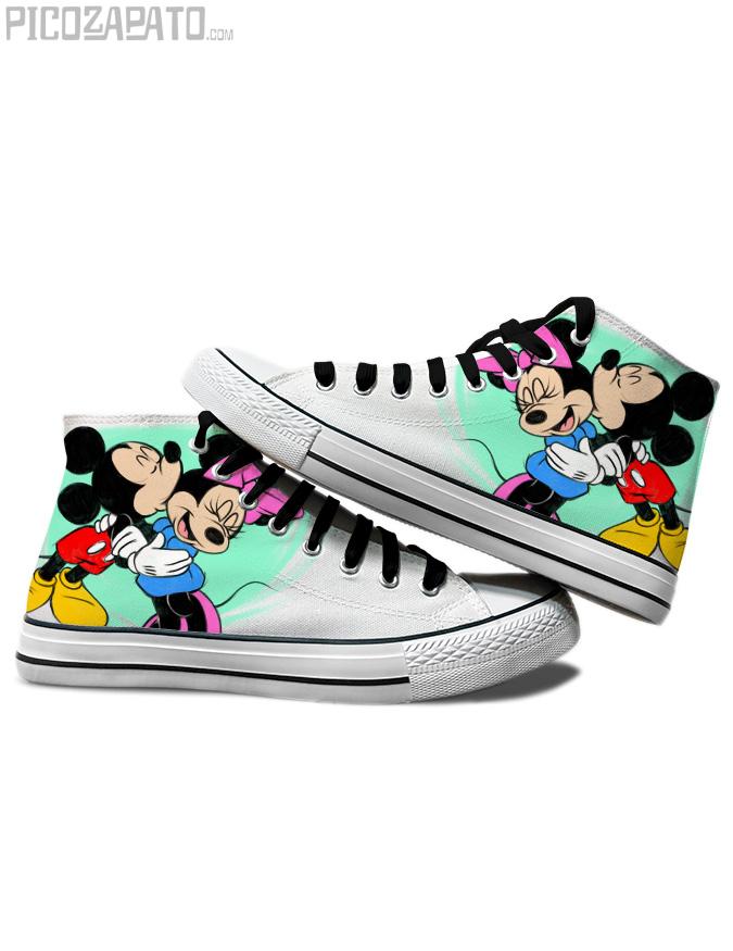 Zapatillas blancas Mickey y Minnie