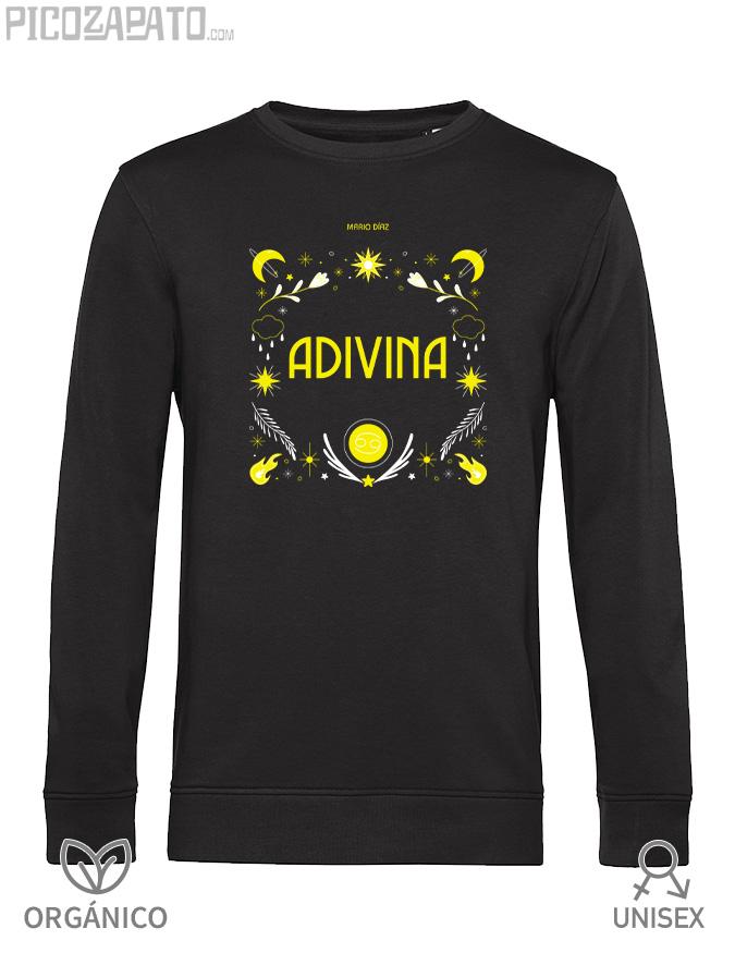 Sudadera orgánica sin capucha Adivina amarilla