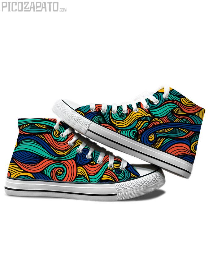 Zapatillas blancas Olas de colores